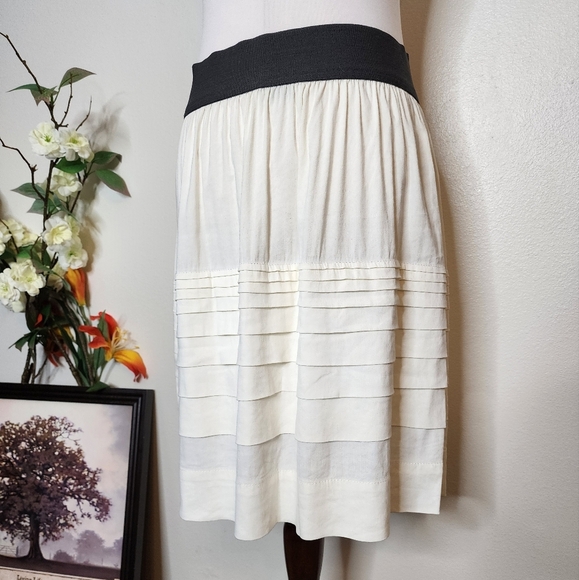 Theory Zelia Linen Blend Tiered Skirt Summer Office Lightweight Luxury Classic - Picture 2 of 14